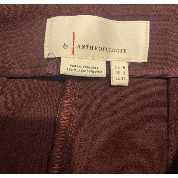 NWT By Anthropologie Pants Ankle Slit Bootcut Plum Maroon Size 2 New - Picture 3 of 6